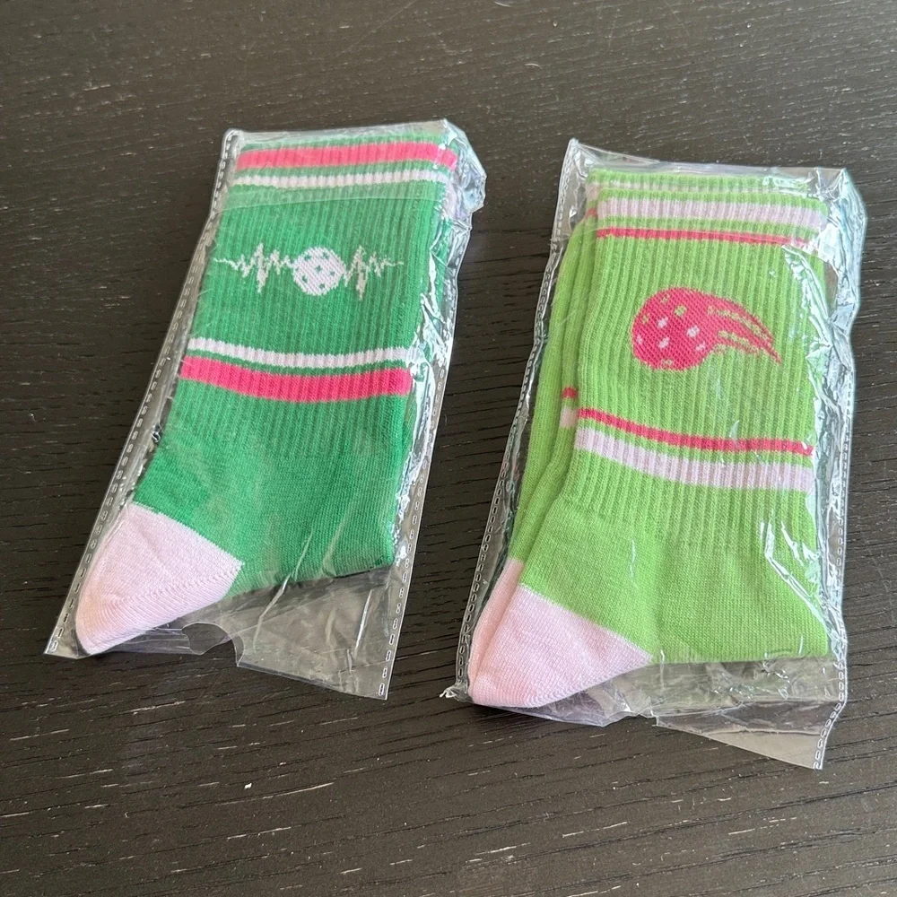 NEW Green and Pink Women's Pickleball Funky Socks Active Lounge